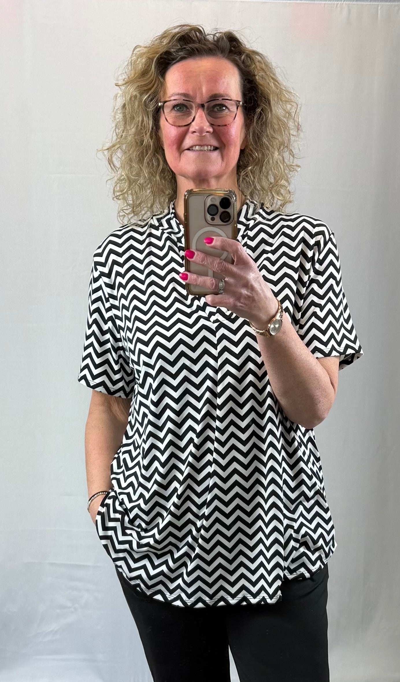 Travelshirt zwart/wit 42/44/46/48/50