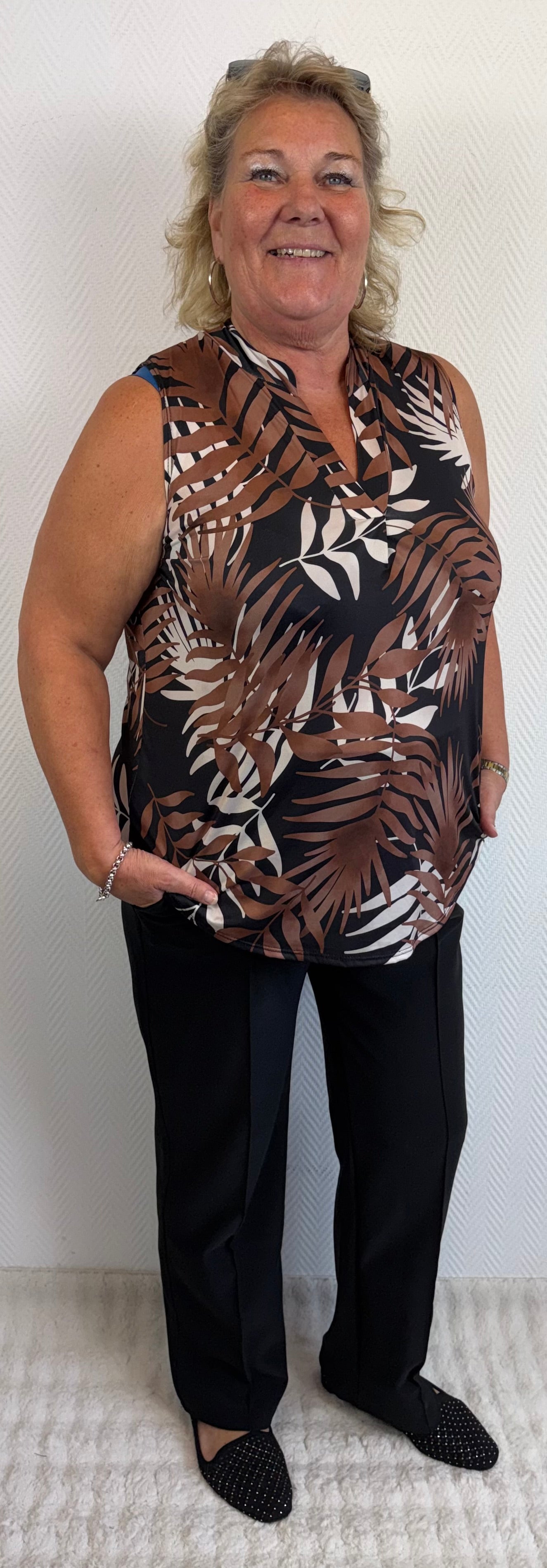 Travelhemdje bruin print (3) 42/44/46/48