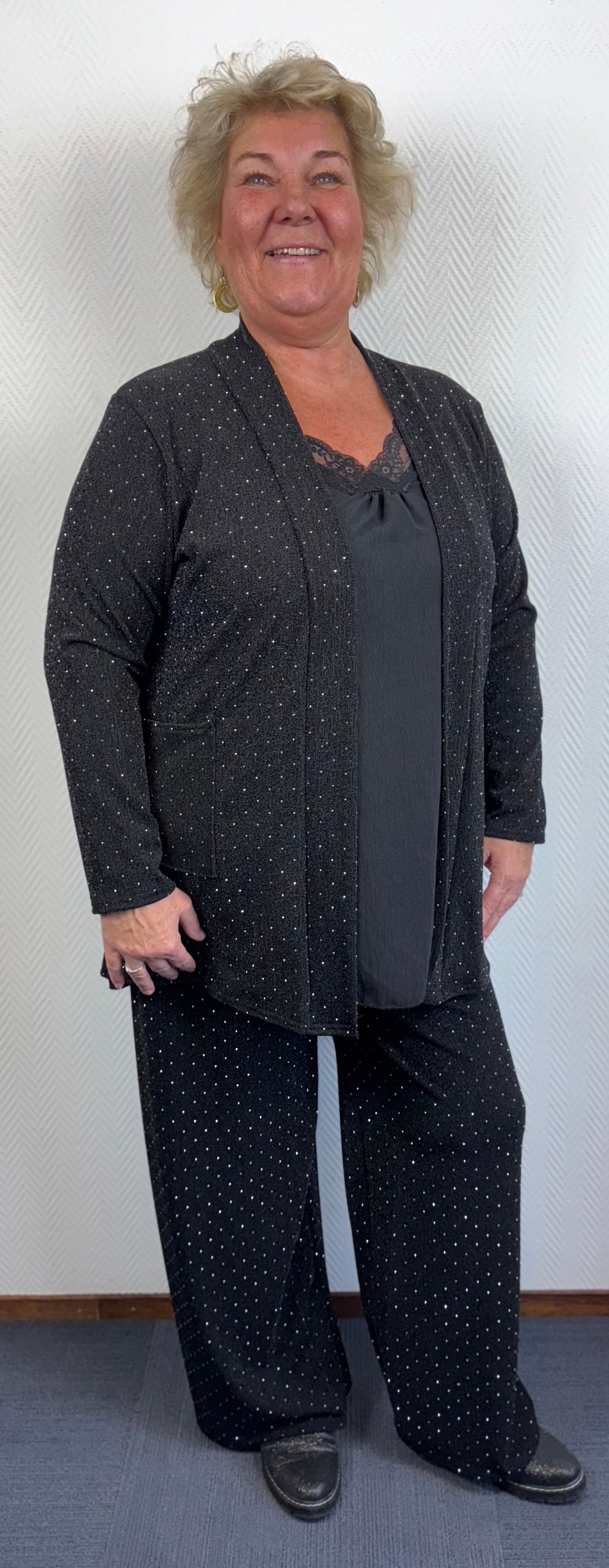 Glitter broek Pia(met studs) 44/46/48/50/52/54