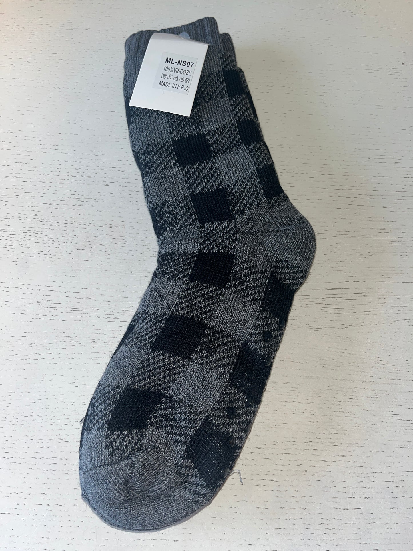 Viscose anti slip huissokken mt: 38/39/40/41/42 (ruit)