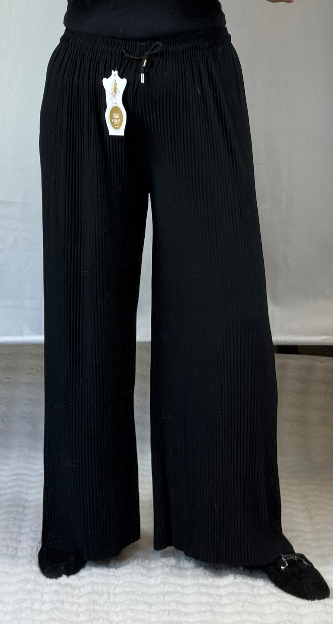 Plissé broek zwart 40/42/44/46/48/50