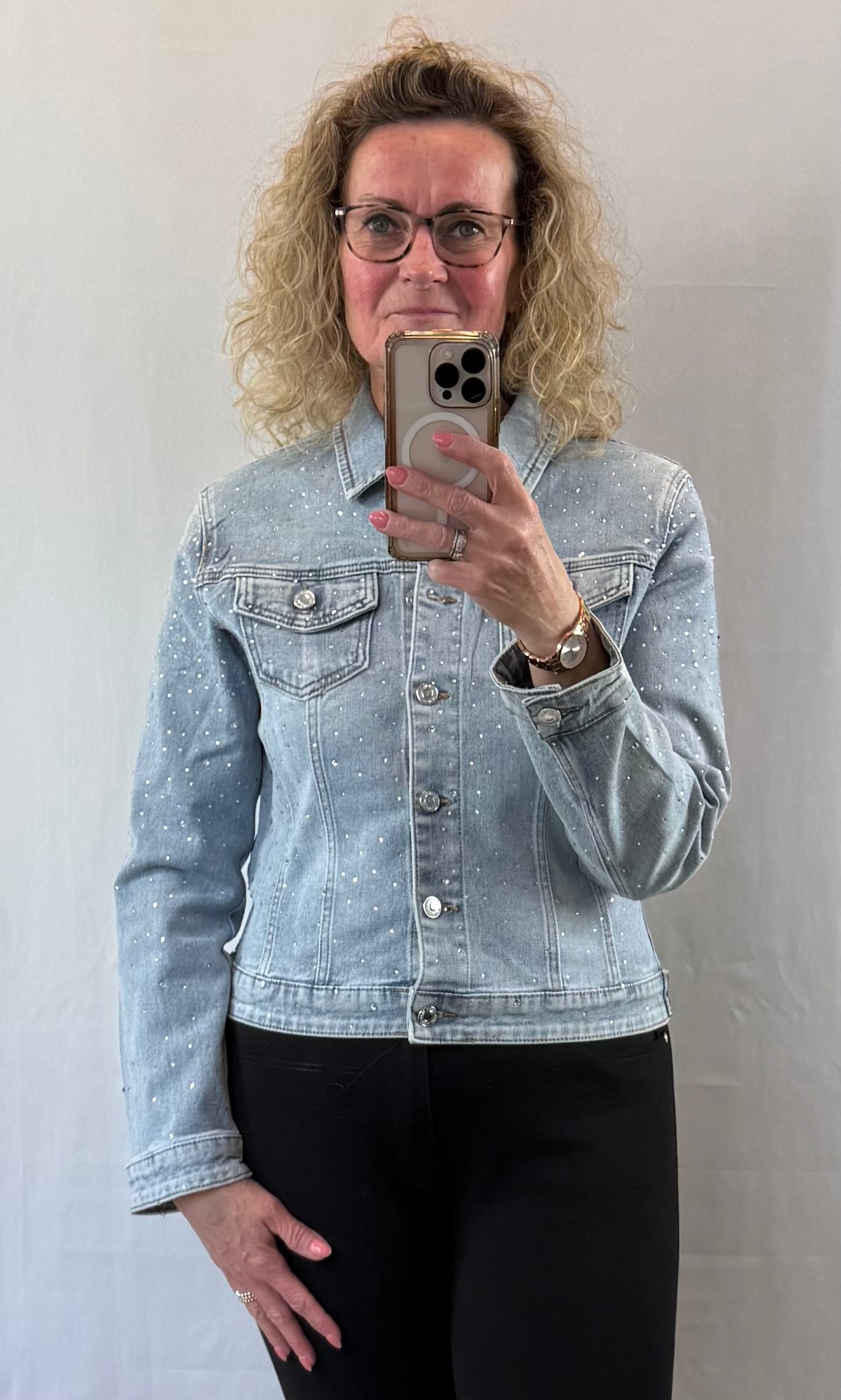 Kort spijkerjasje Goodies strass/glitter 40-42-44-46-48