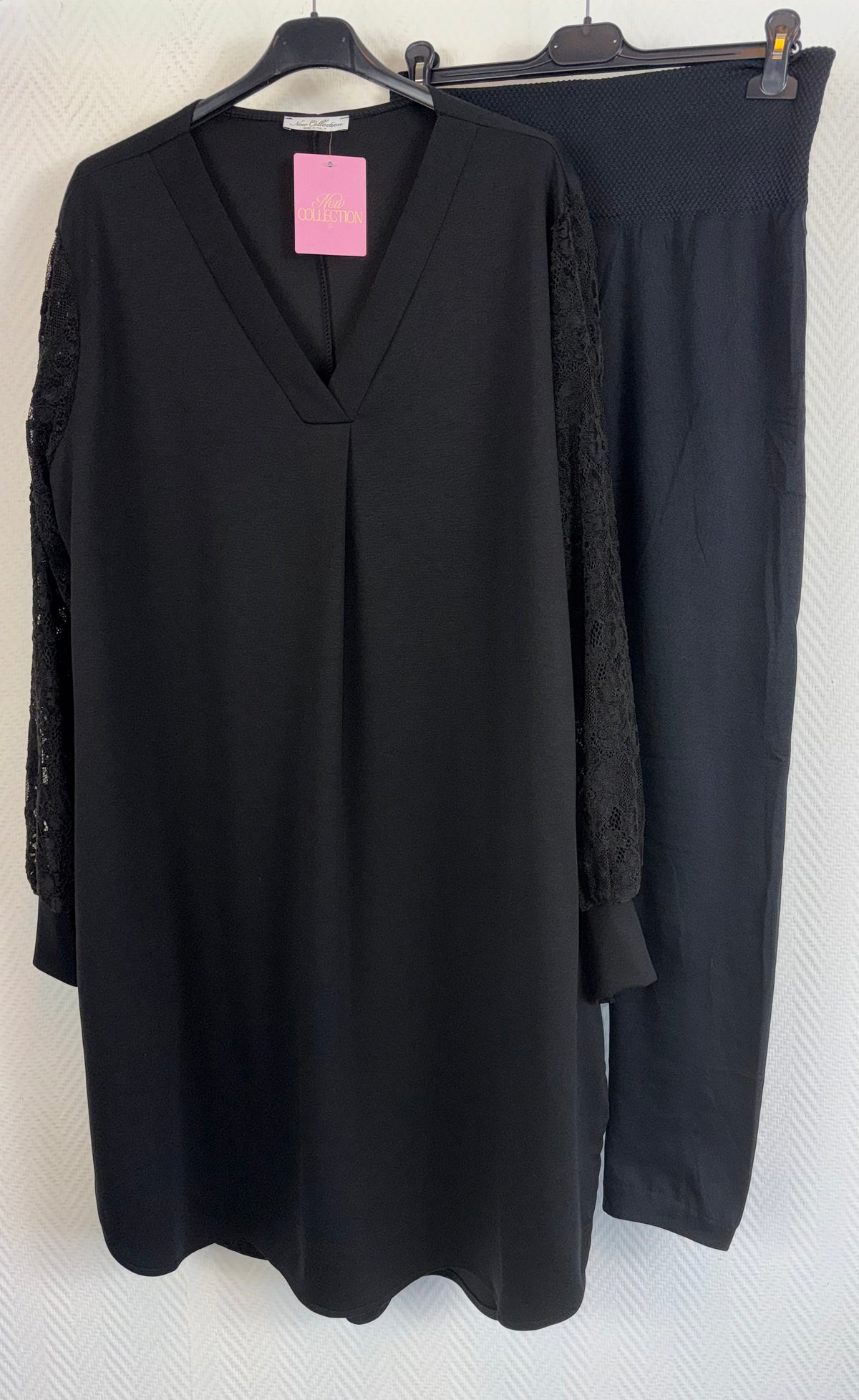 Lang tuniek/jurkje met kanten mouwen en GRATIS legging 48/50/52