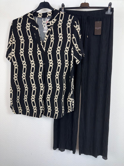 Travelshirt zwart print (2) 44/46/48/50