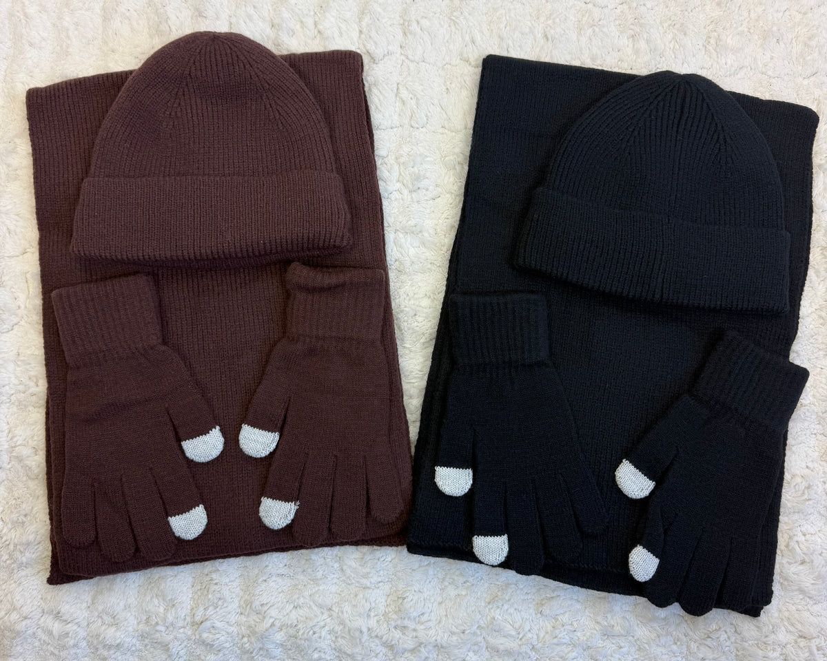 3 Delige set met sjaal/muts/handschoenen