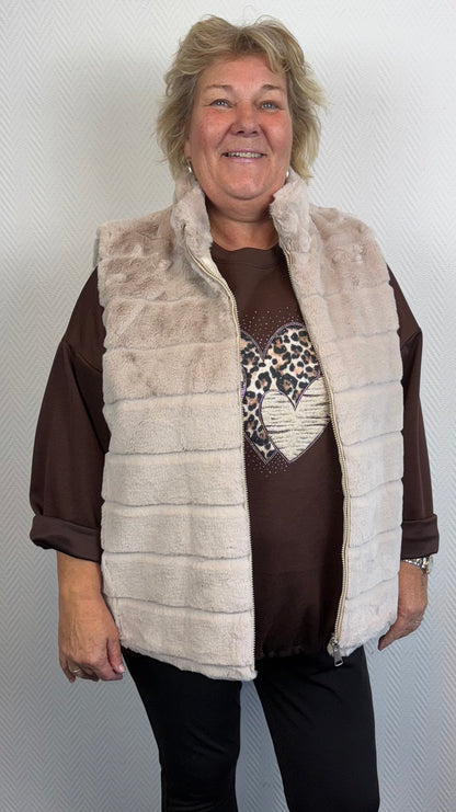 Bodywarmer van nep bont 48/50/52/54