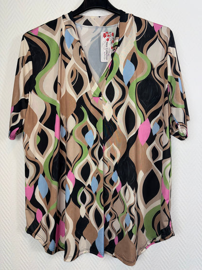 Travelshirt multicolor maat 44/46/48/50