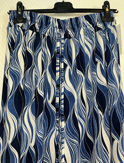 Travel broek blauw print 42/44/46/48/50/52