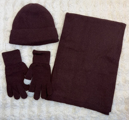 3 Delige set met sjaal/muts/handschoenen