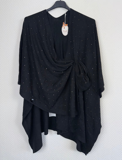 Omslagdoek/poncho met strassteentjes past iedereen