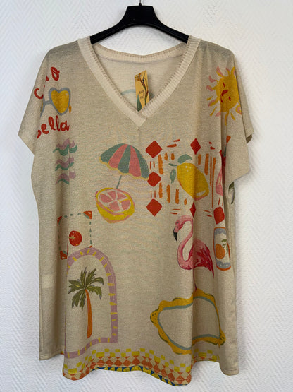 Lurex shirt Flamingo 44/46/48