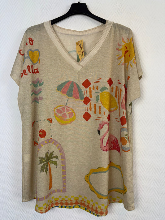 Lurex shirt Flamingo 44/46/48