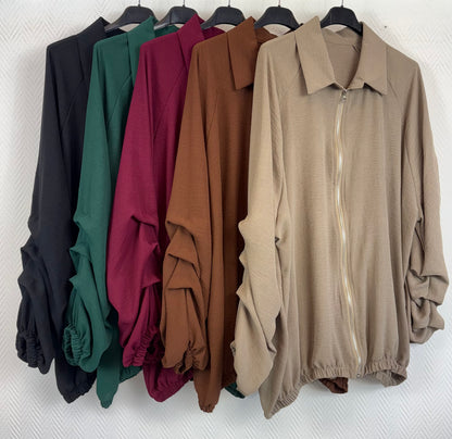 Bomber jasje met gesmokte mouwen 48/50/52
