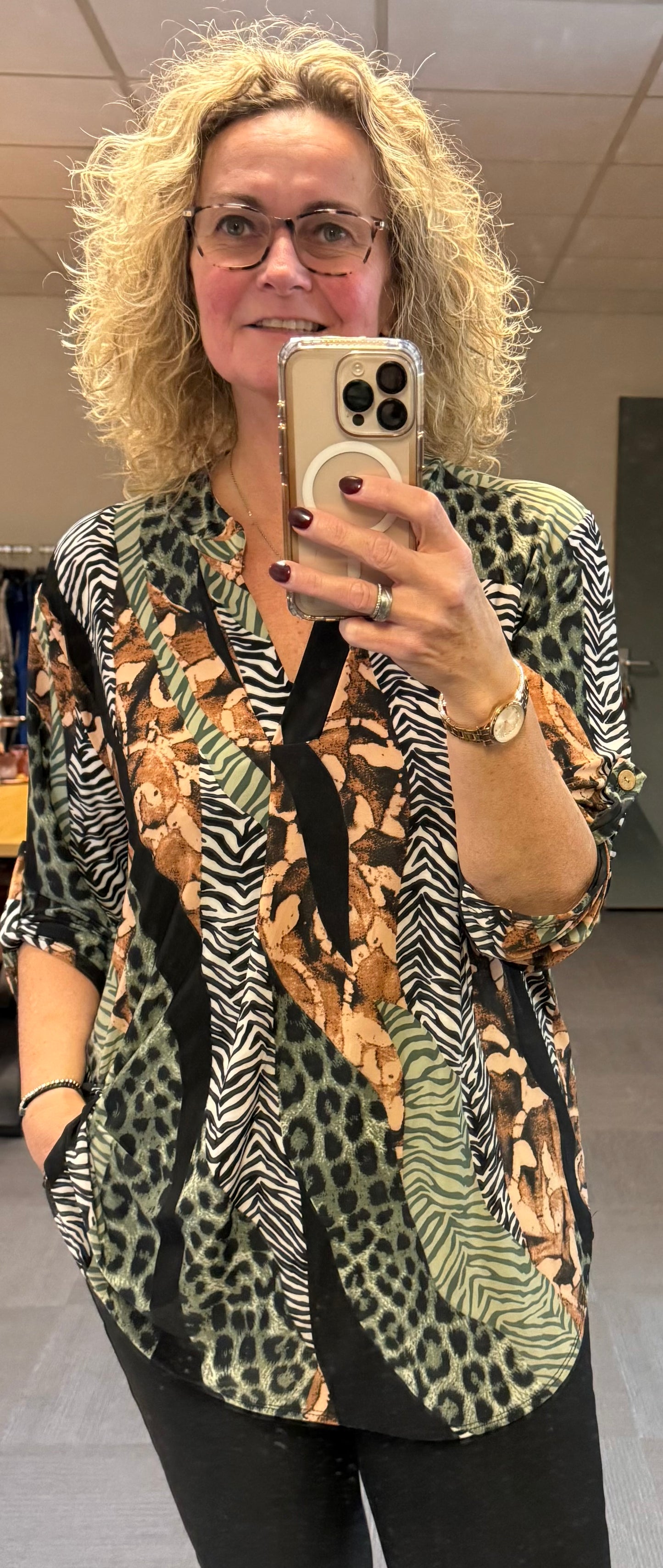 Travelshirt animal print 44/46/48/50