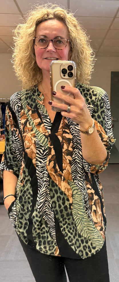 Travelshirt animal print 44/46/48/50