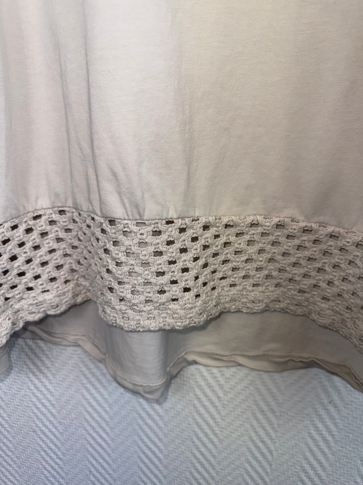 Lang katoenen tuniek/jurkje met gehaakte details 46/48/50
