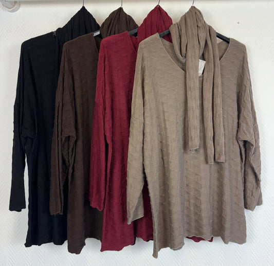 Shirt met los sjaaltje 40/42/44/46