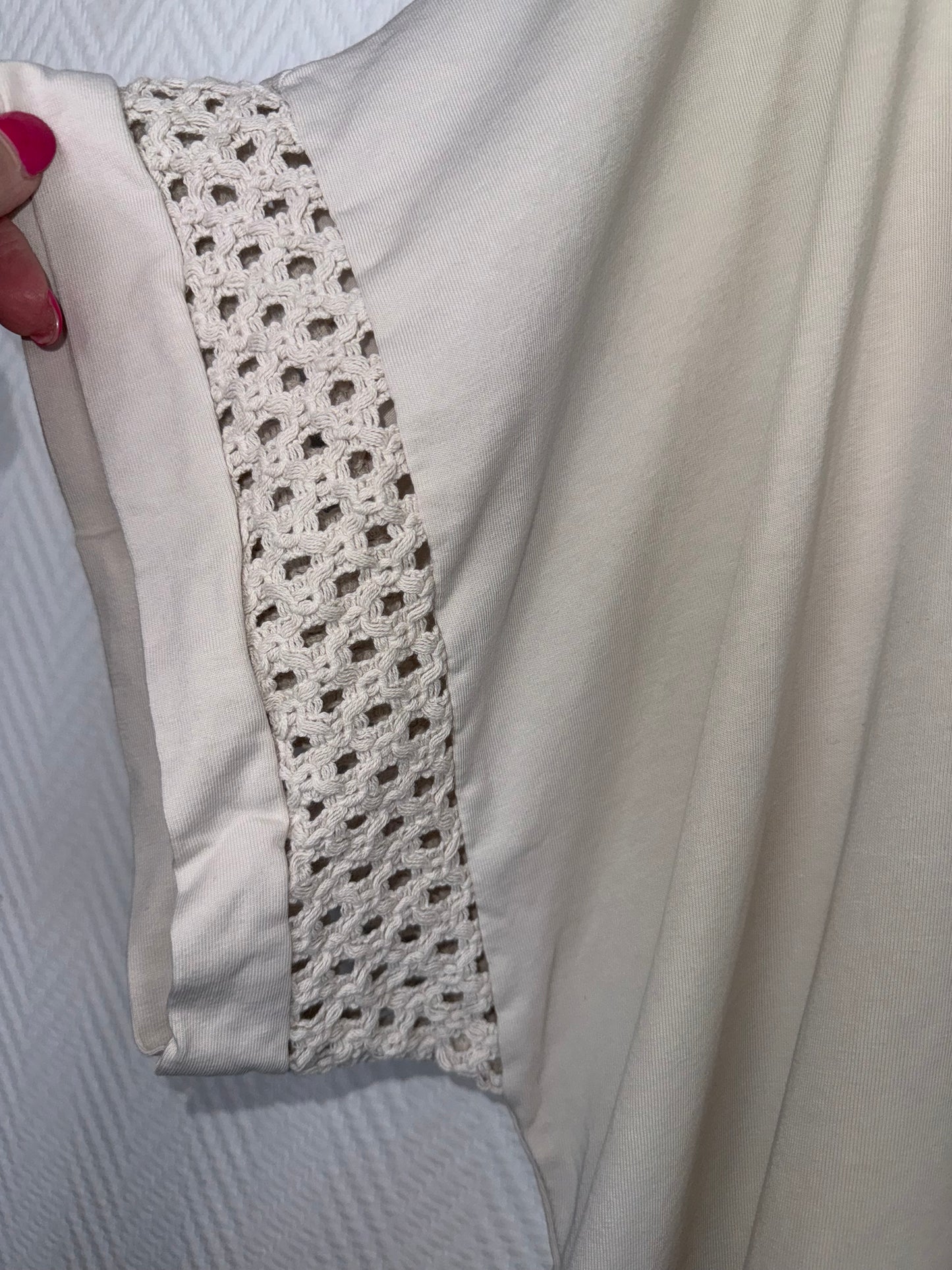 Lang katoenen tuniek/jurkje met gehaakte details 46/48/50