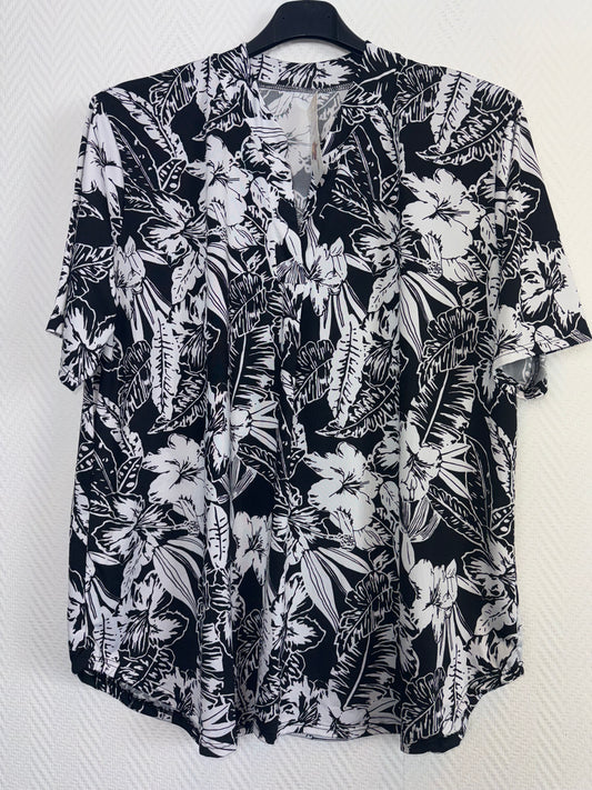 Travelshirt zwart/wit 42/44/46/48/50