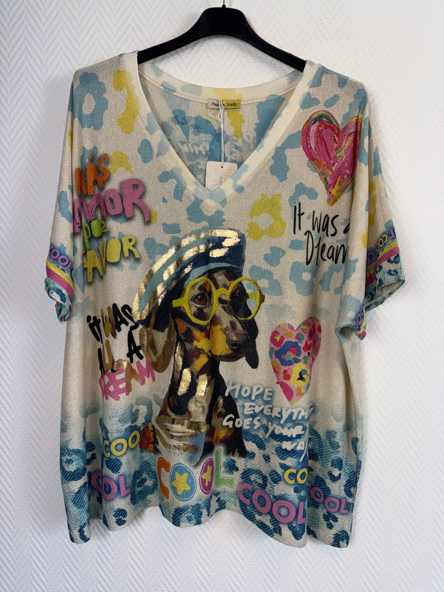 Lurex shirt Teckel 48/50/52/54