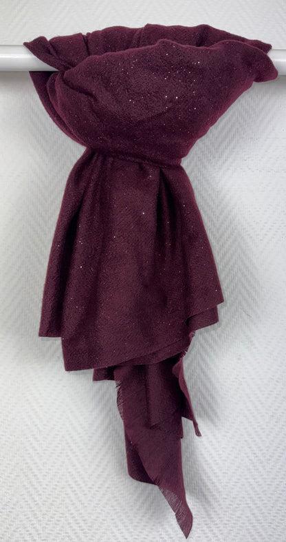 Sjaal bordeauxrood met glitter