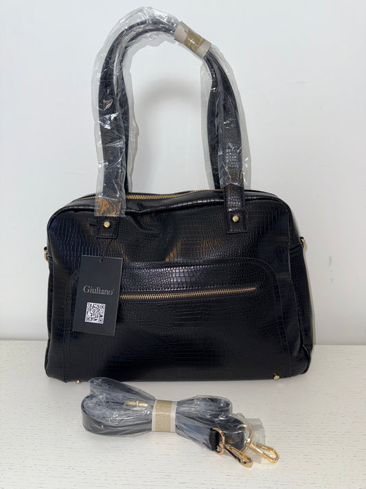 Grote zwarte tas in krokodillen motief