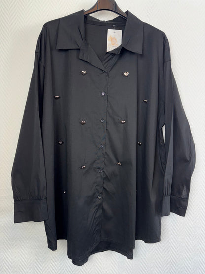 Katoenen hartjes blouse 48/50/52