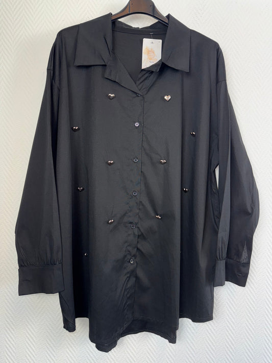 Katoenen hartjes blouse 48/50/52