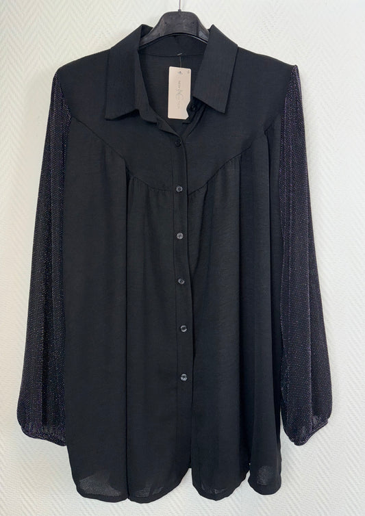 Blouse met glittermouwen 46/48/50/52