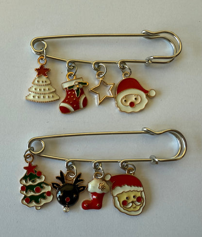 Kerst spelden voor een vest/sjaal of als broche