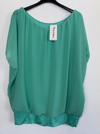 Ballontop met vaste stretch viscose ondertop 40/42/44/46