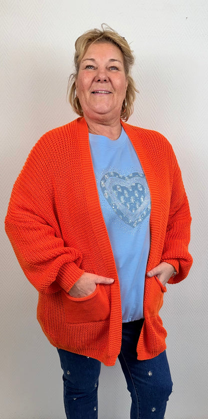 Kort gebreid vest met zakken 44/46/48/50/52/54