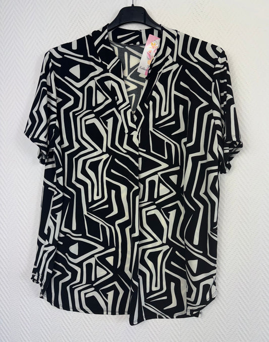 Travelshirt zwart/roomwit 42/44/46/48/50