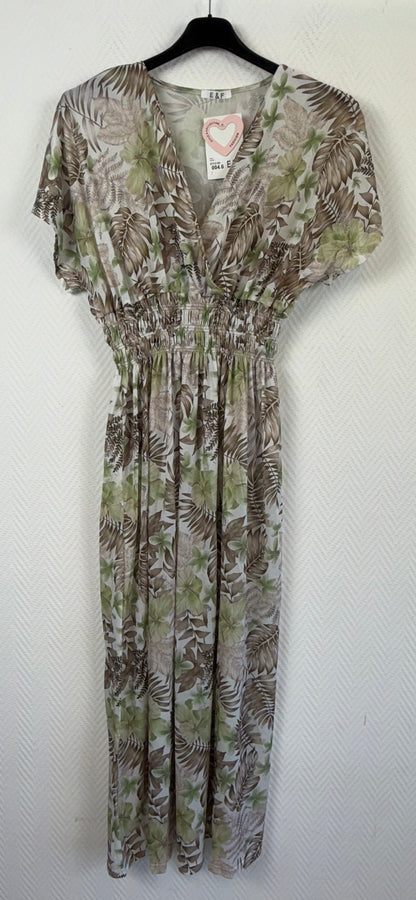 Lange jurk bladeren print 40/42/44/46/48/50