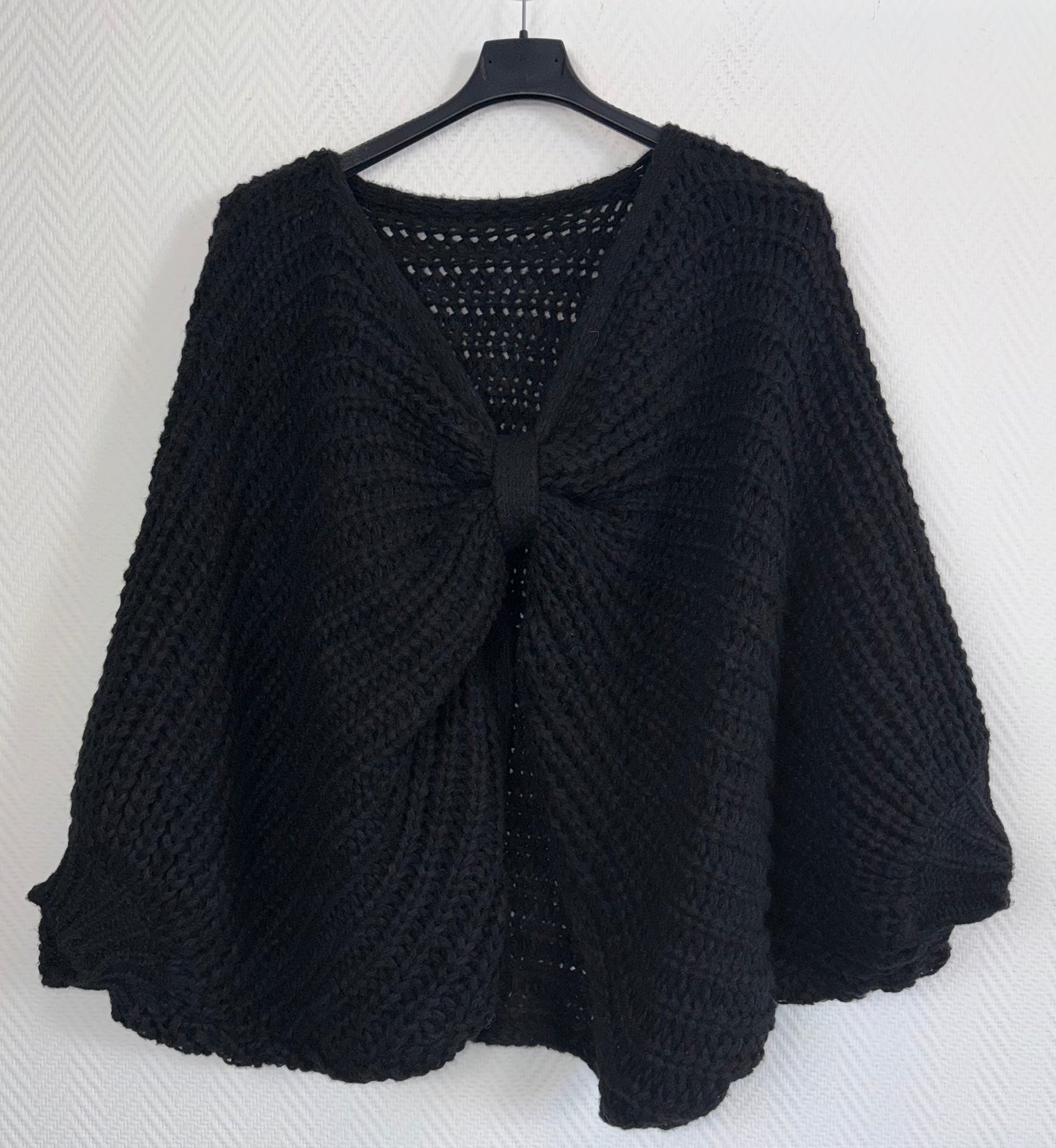 Grof gebreide korte poncho one size fits all