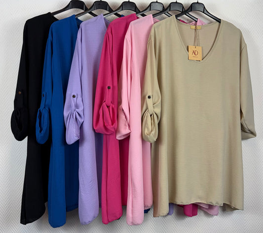 Basis A lijn tuniek met ophaalmouwen