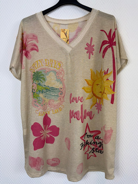 Lurex shirt Tropical 44/46/48
