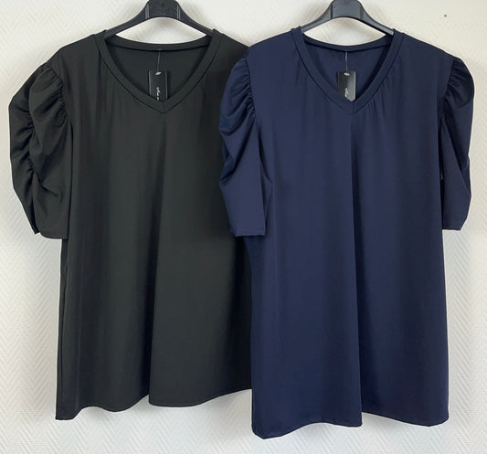 Travelshirt Linda met geplooide pofmouwen 42/44/46/48