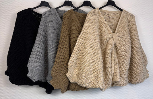 Grof gebreide korte poncho one size fits all