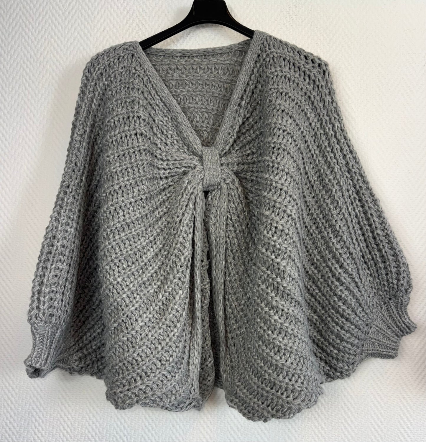 Grof gebreide korte poncho one size fits all