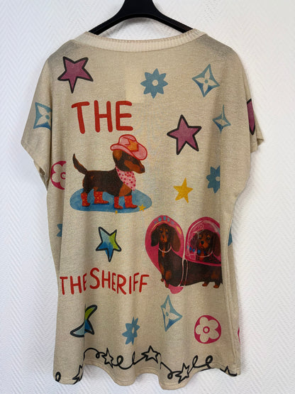 Lurex shirt Hondje 44/46/48