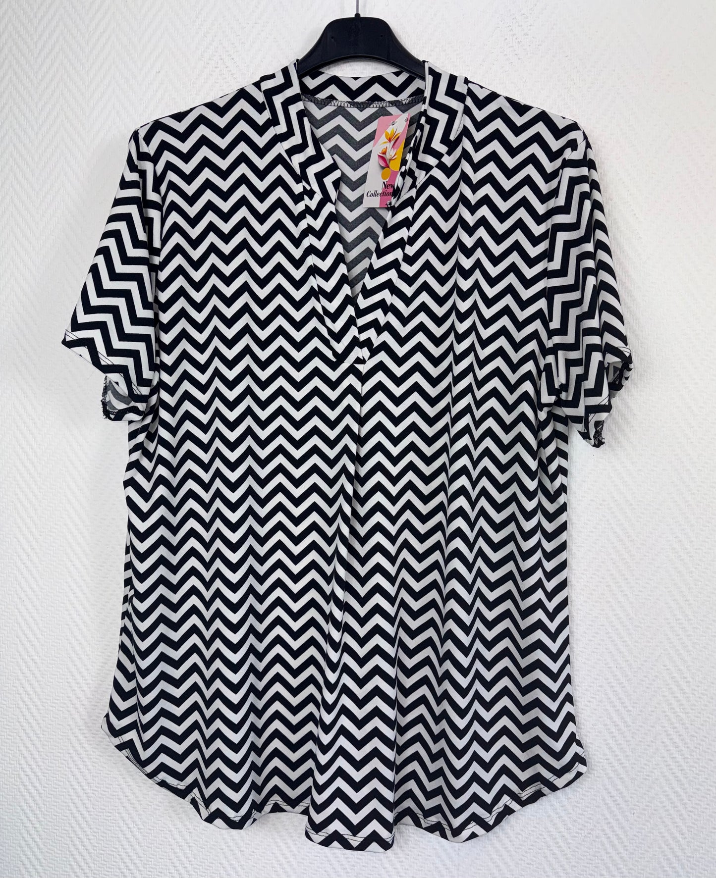 Travelshirt zwart/wit 42/44/46/48/50