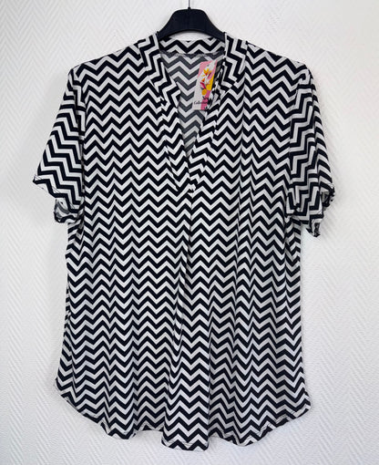 Travelshirt zwart/wit 42/44/46/48/50