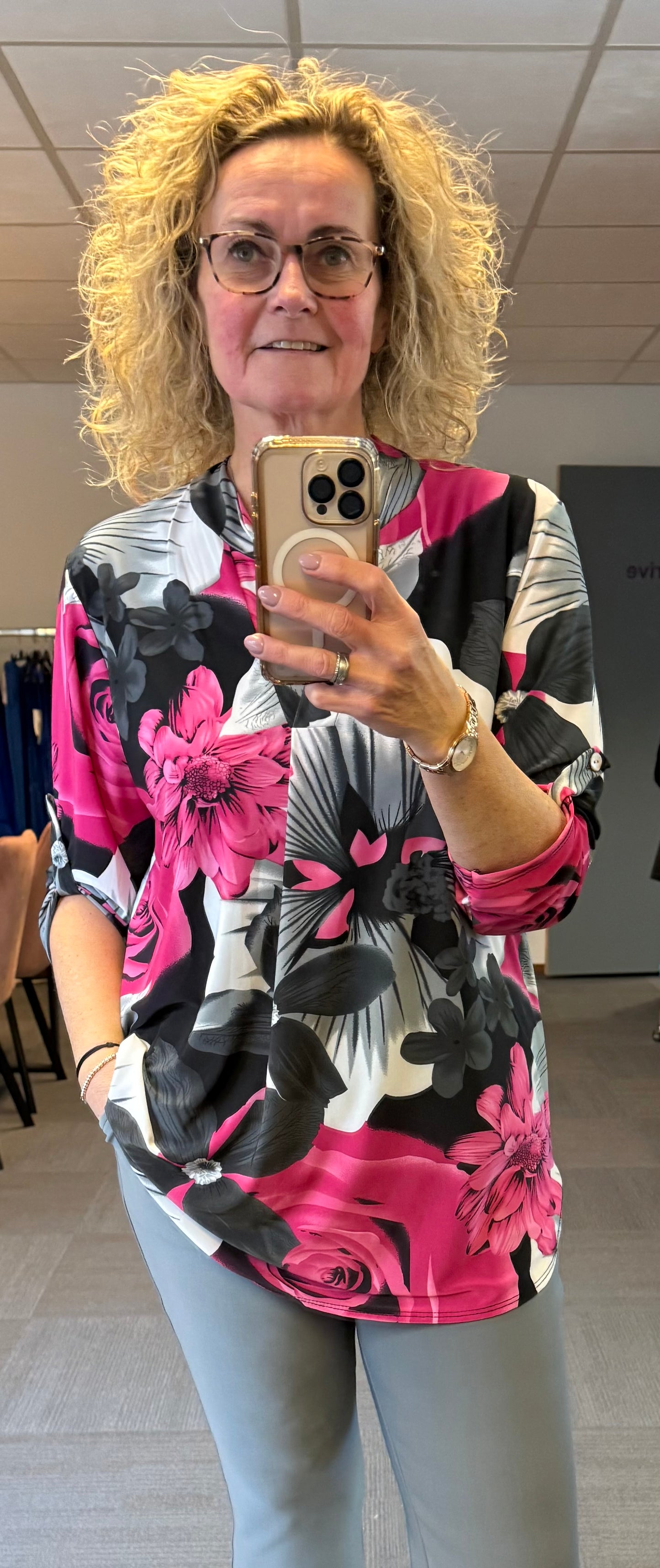 Travelshirt Bloem 42/44/46/48/50