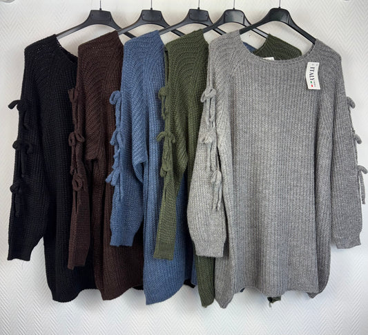 Gebreide trui met strikjes 44/46/48/50