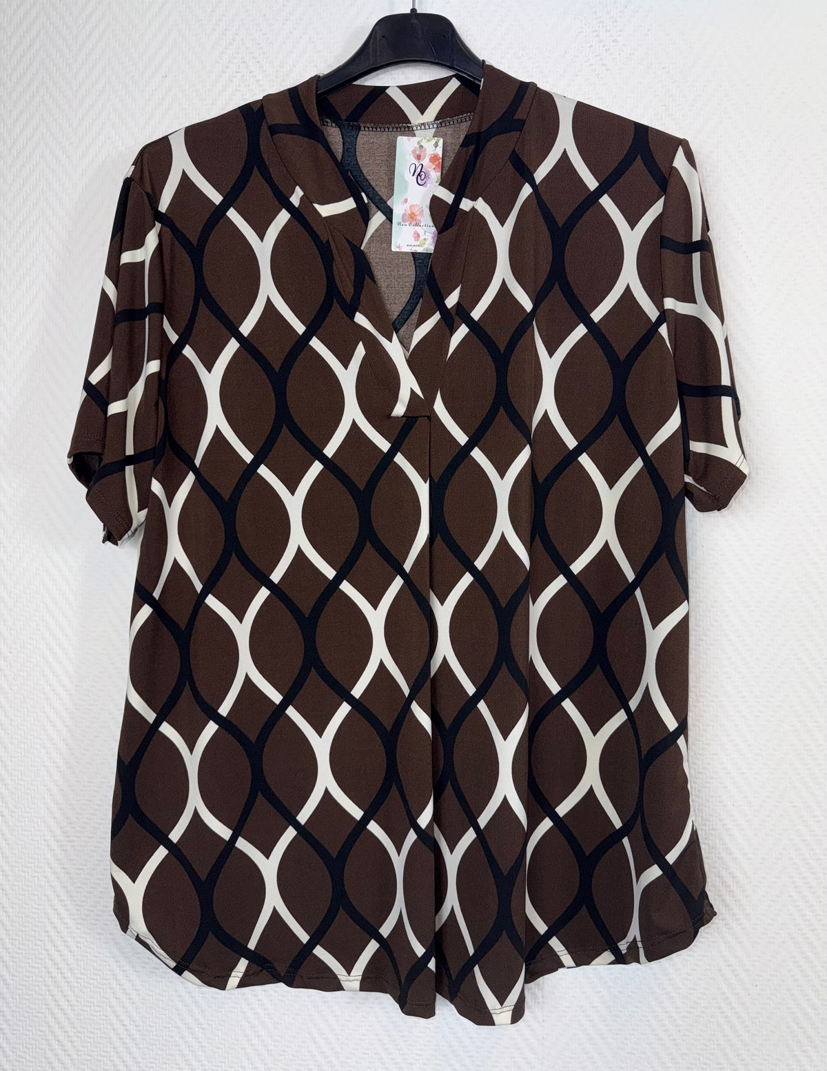 Travelshirt bruin met GRATIS plissé broek maat 44/46/48/50