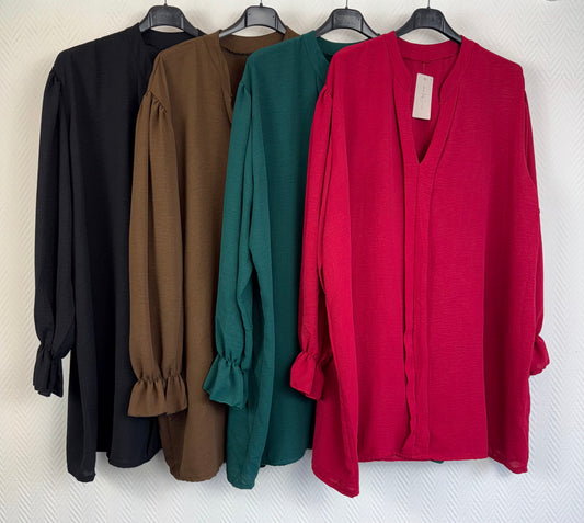 Shirt met roezelmouwtje Demi 50/52/54