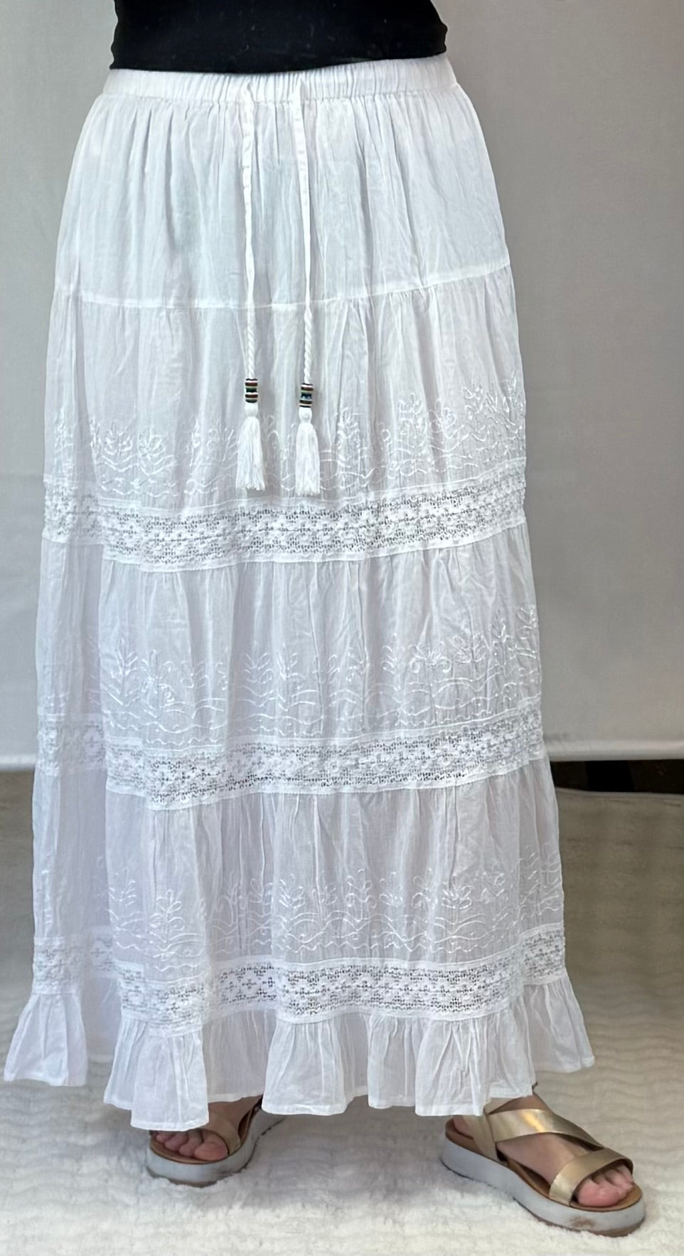 Witte katoenen lange gipsy rok 40/42/44/46