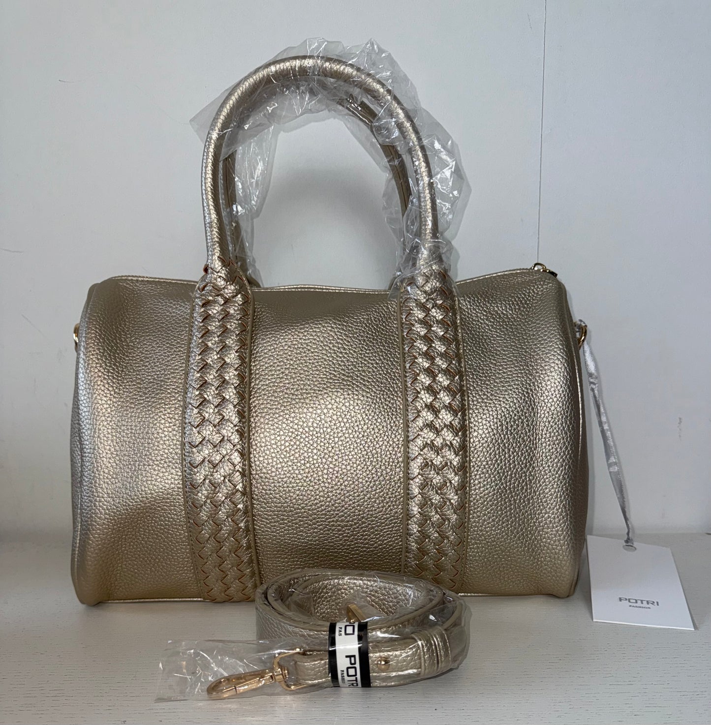 Goudkleurige bowling tas