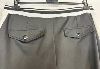 Travelbroek zwart met witte streep 44/46 & 46/48